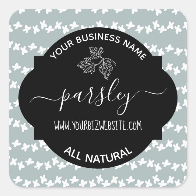 Produktkennzeichnung für Herb- und Gewürzjar Quadratischer Aufkleber (Vorderseite)