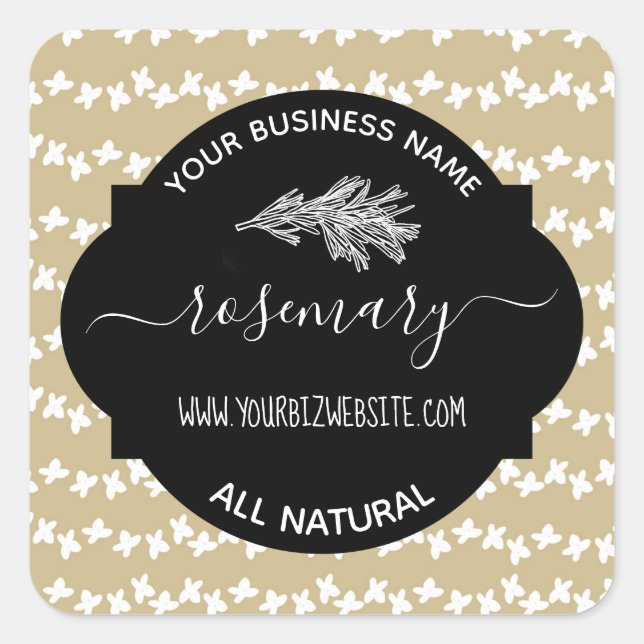 Produktkennzeichnung für Herb- und Gewürzjar Quadratischer Aufkleber (Vorderseite)