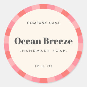 Produktkennzeichnung für lustig rosa Retro-Sonnenb Runder Aufkleber