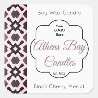 Produktkennzeichnung für rosa und schwarze geometr quadratischer aufkleber