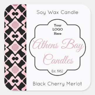 Produktkennzeichnung für rosa und schwarze geometr quadratischer aufkleber