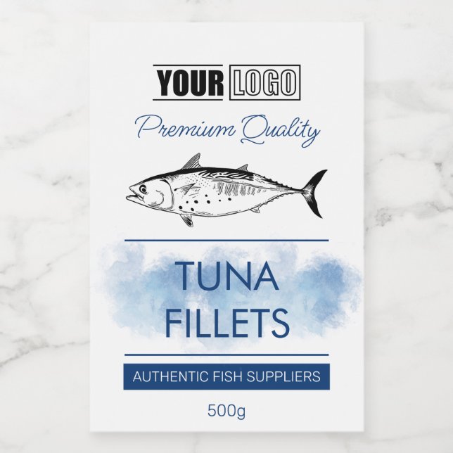 Produktkennzeichnung für Thunfisch-Fischfilets mit Lebensmitteletikett (Einzelnes Label)