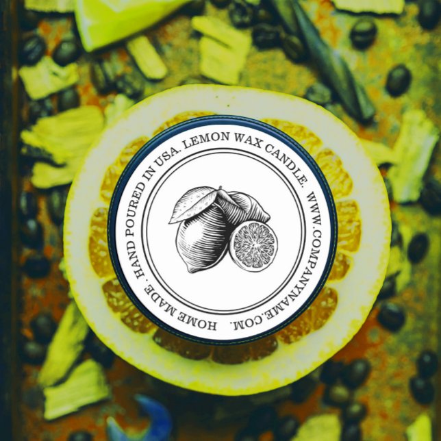 Produktkennzeichnung für Wasserfarben Runder Aufkleber (#zazzlemade #lemonlabel #weddingfavor #homemadeproduct #farmsticker #candlelabel)