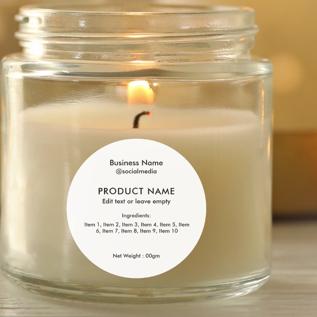 Produktkennzeichnung moderner Minimalistischer Inh Runder Aufkleber (Von Creator hochgeladen)