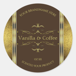 Produktkennzeichnungen für dunkelbraune und golden runder aufkleber
