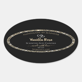 Produktkennzeichnungen für Glitzer an der Schwarze Ovaler Aufkleber