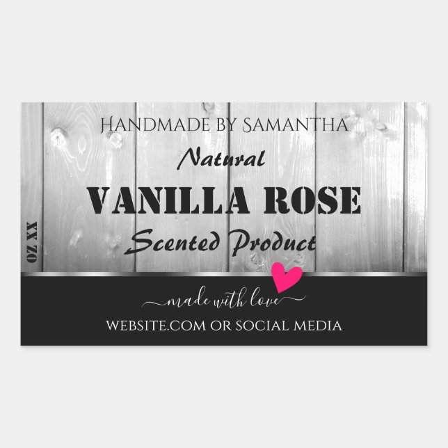 Produktkennzeichnungen für Schwarz-Weiß-Holzkörner Rechteckiger Aufkleber (Vorderseite)