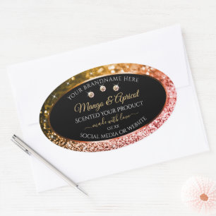 Produktkennzeichnungen für Schwarze Rose, Gold und Ovaler Aufkleber