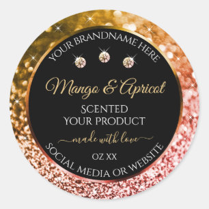 Produktkennzeichnungen für Schwarze Rose, Gold und Runder Aufkleber