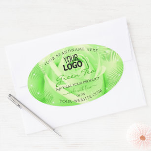 Produktkennzeichnungen Logo für hellgrüne Rose Pal Ovaler Aufkleber