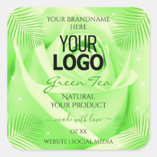 Produktkennzeichnungen Logo für hellgrüne Rose Pal Quadratischer Aufkleber