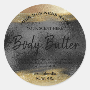 Produktkennzeichnungen Schwarz-Gold-Body-Butter Runder Aufkleber