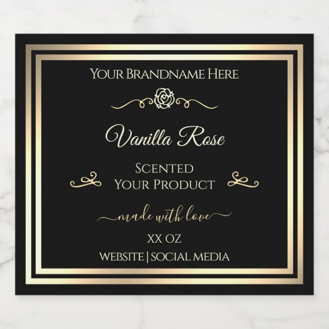 Produktverpackungskleber, schwarze Etiketten, gold Alkoholflaschenetikett (Einzelnes Label)