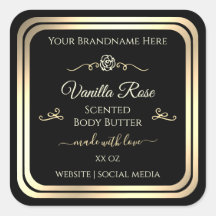 Produktverpackungskleber, schwarze Etiketten, gold