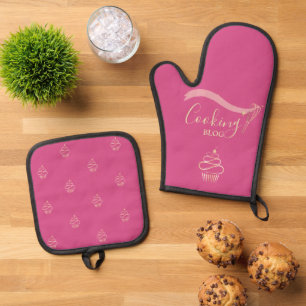 Profesionell,Goldener Schneebesen,Cupcake,Kochend  Ofenhandschuh & Topflappen-Set