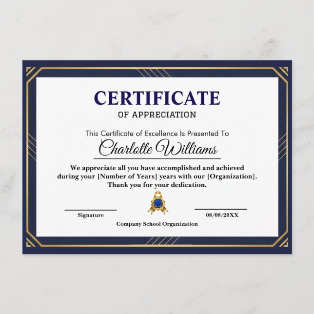 Professional Appreciation Certificate Wall Art Begleitkarte (Vorderseite)