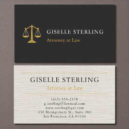 Professional Attorney Law Firm Linen Gold Visitenkarte