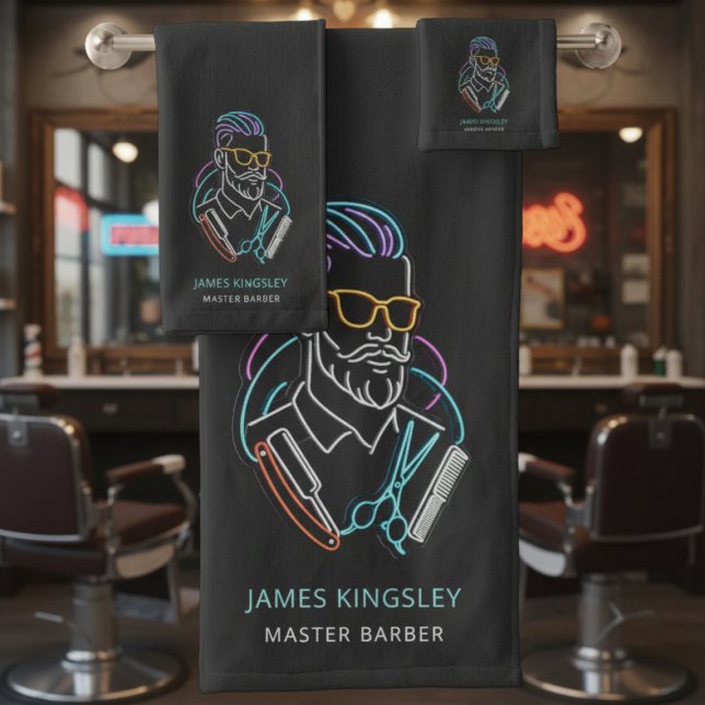Professional Barber Haircut Shave Grooming Stylish Badhandtuch Set (Von Creator hochgeladen)