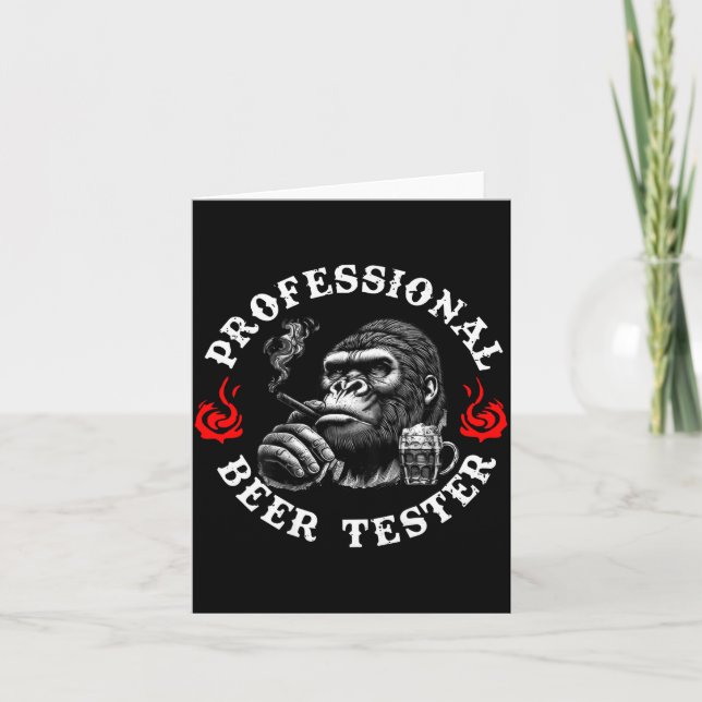 Professional Beer Tester Funny Drinking Monkey Quo Karte (Vorderseite)