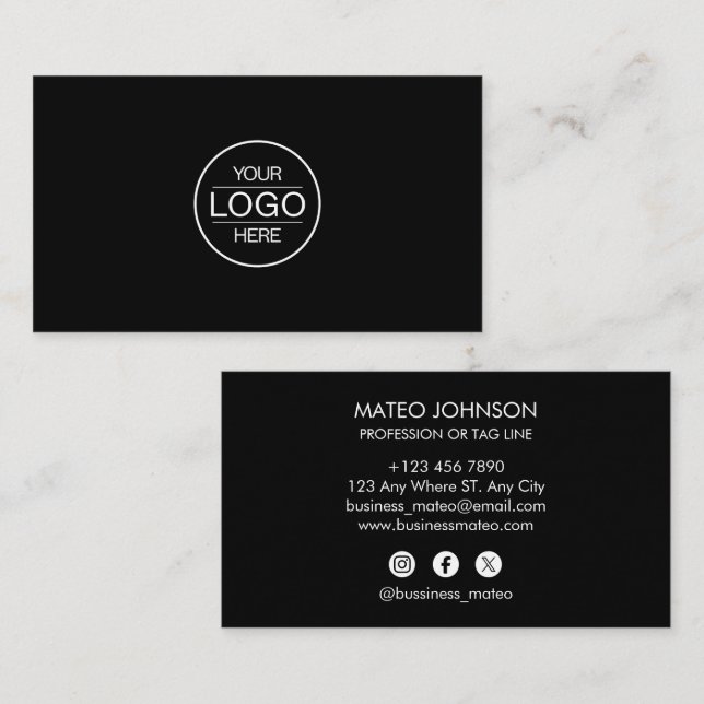 Professional Black Add your logo Visitenkarte (Vorne/Hinten)