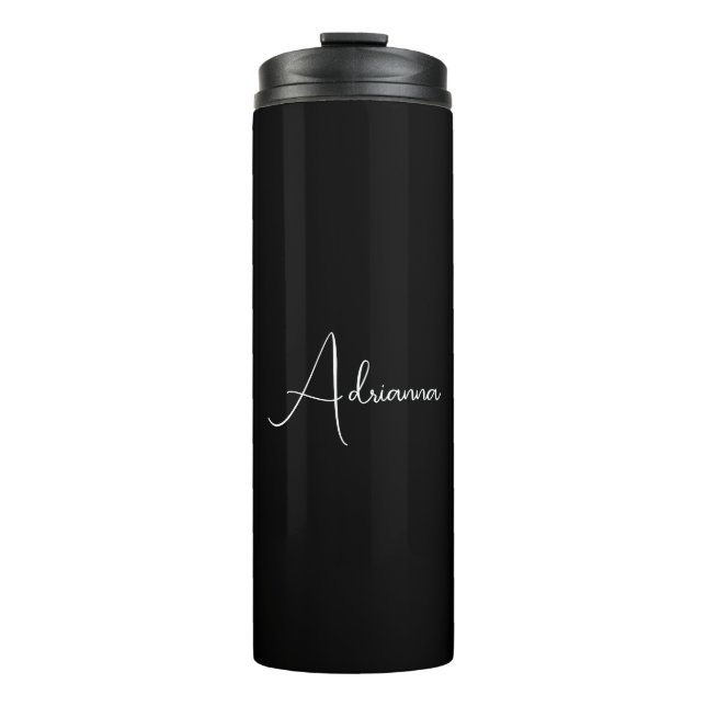 Professional black add your name handwriting retro thermosbecher (Vorderseite)