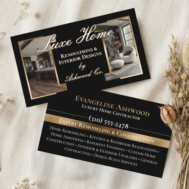 Professional Black Gold Home Remodeling Contractor Visitenkarte (Professional Black Gold Home Remodeling Contractor Business Card)