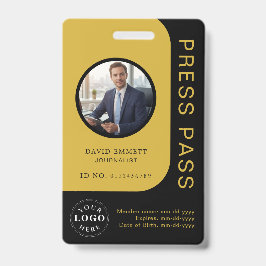 Professional Black Gold Media Press Pass ID Badge Ausweis