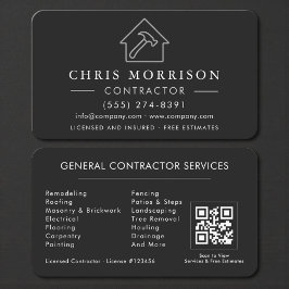 Professional Black & Silver Contractor QR Code Visitenkarte