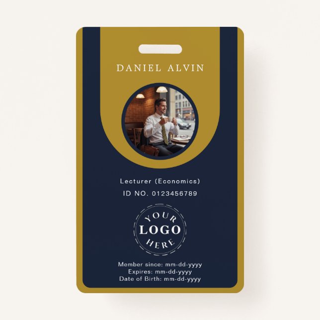 Professional Blue Brown Staff Identification ID Ausweis (Vorderseite)