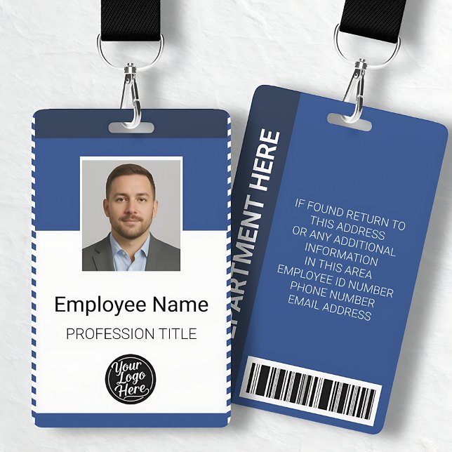 Professional Blue White Stripe Employee Photo ID Ausweis (Professional Blue White Stripe Employee Photo ID Badge)