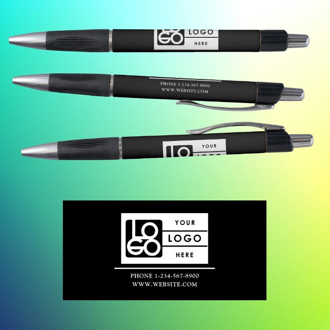 Professional Business Logo Custom Text Black White Kugelschreiber (Professional Business Logo Custom Text Black White Pen)