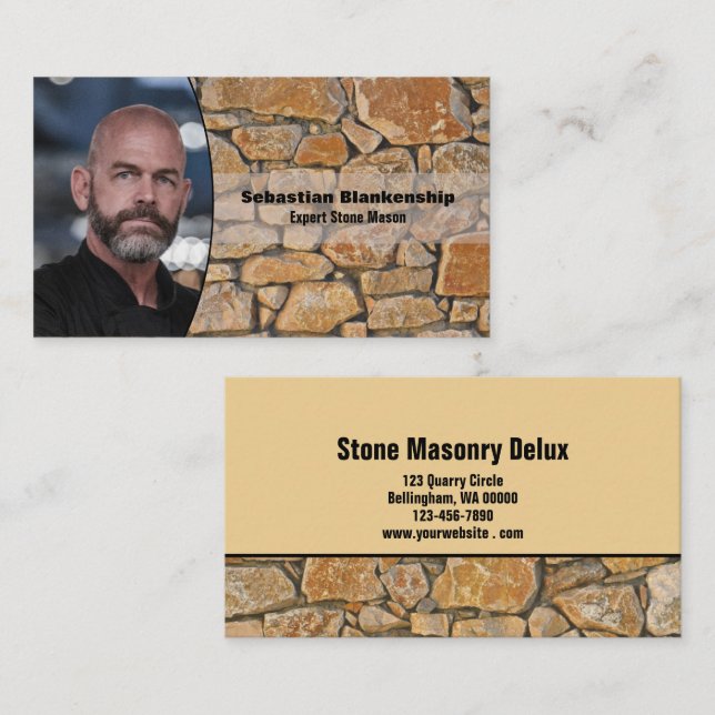 Professional Business Photo Stone Wall Background Visitenkarte (Vorne/Hinten)