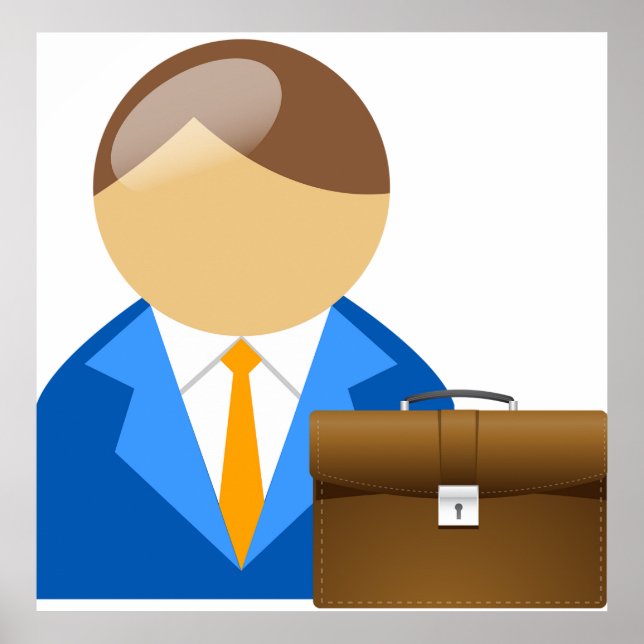 Professional Businessman Icon with Briefcase Poster (Vorne)