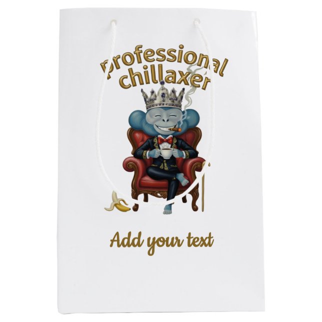Professional Chillaxer Monkey king Funny Cool App Mittlere Geschenktüte (Vorderseite)