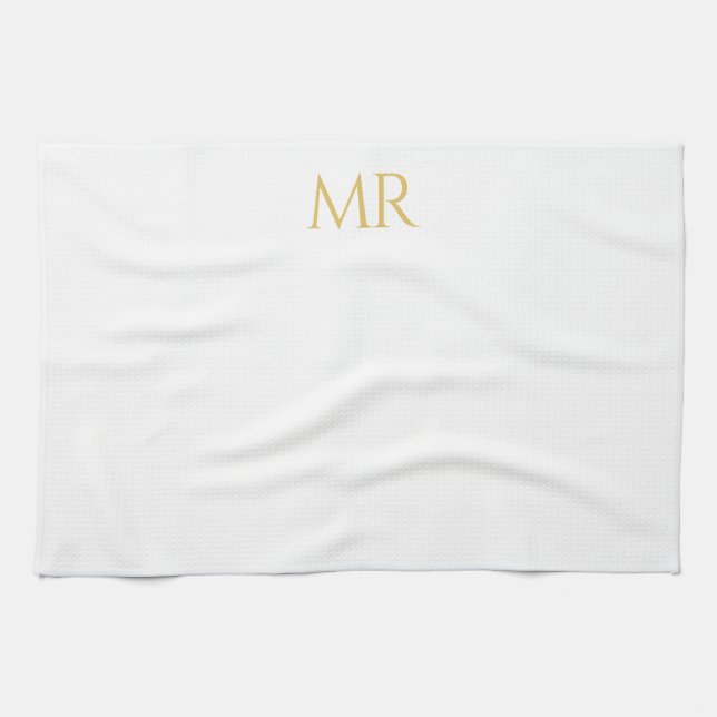 Professional Classical Monogram Minimalist Plain Geschirrtuch (Horizontal)