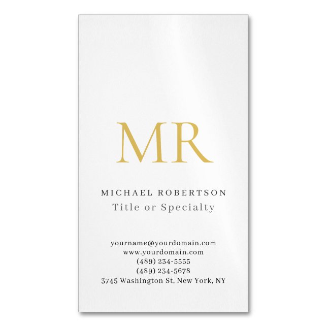 Professional Classical Monogram Minimalist Plain Magnetische Visitenkarte (Vorderseite Vertikal)