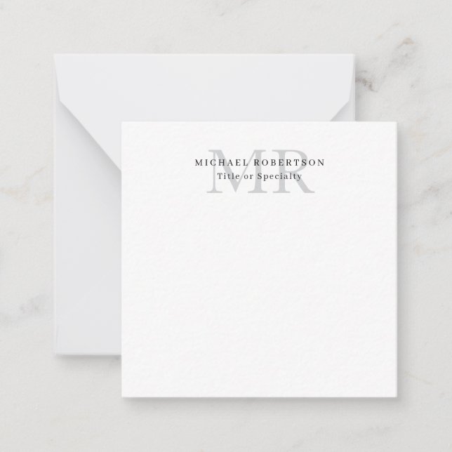 Professional Classical Monogram Minimalist Plain Mitteilungskarte (Vorderseite)