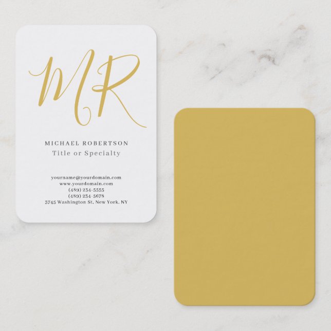 Professional Classical Monogram Minimalist Plain Visitenkarte (Vorne/Hinten)
