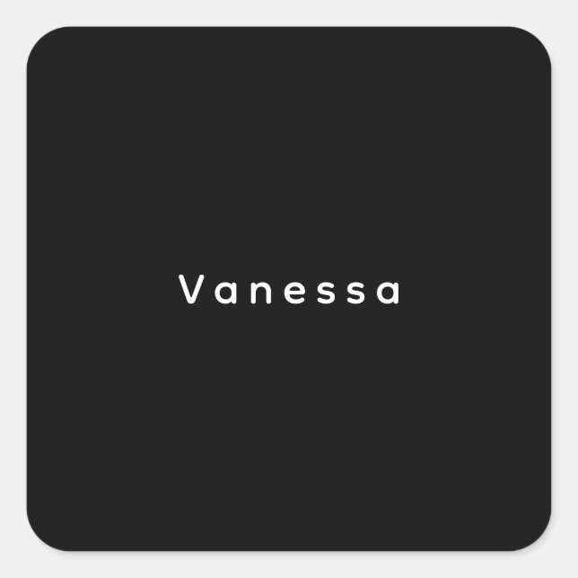 Professional classical plain name custom black quadratischer aufkleber (Vorderseite)