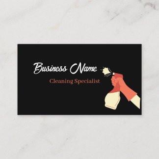 Professional Cleaning Service Black Business Card Visitenkarte