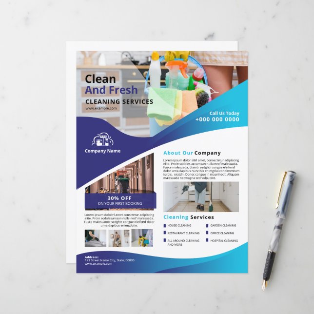 Professional Cleaning Service Flyer Template (Vorderseite/Rückseite Beispiel)