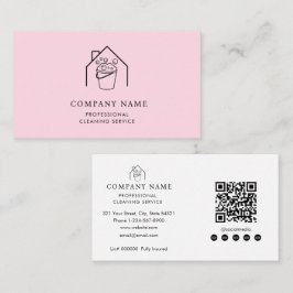 Professional Cleaning Services Logo Modern Pink Visitenkarte