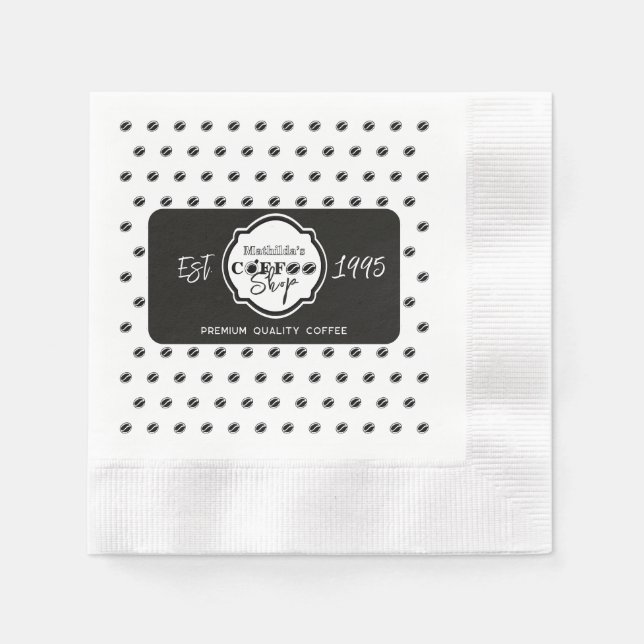 Professional Coffee Shop Personalized Logo Black  Serviette (Vorderseite)