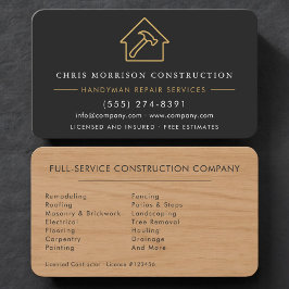 Professional Construction Worker Black Gold Visitenkarte