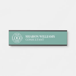 Professional Custom Business Logo Job Title Teal Türschild