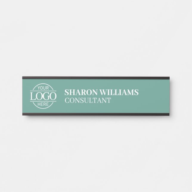 Professional Custom Business Logo Job Title Teal Türschild (Vorderseite )