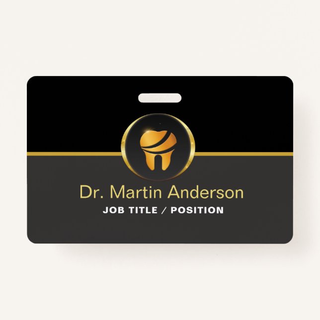  Professional Dental Clinic Gold Tooth Logo Ausweis (Vorderseite)