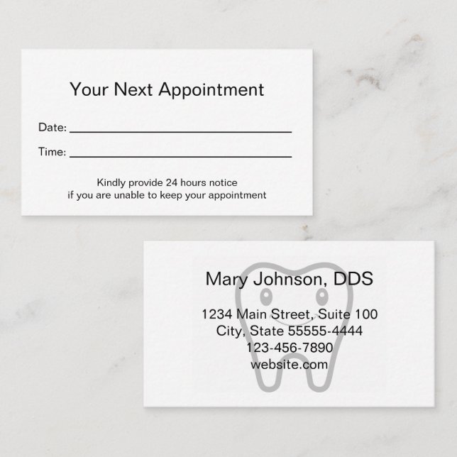 Professional Dentist Office Next Appointment Card Terminkarte (Vorne/Hinten)