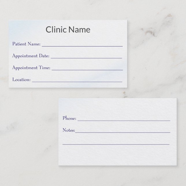 Professional Doctor Appointment Reminder Card Terminkarte (Vorne/Hinten)