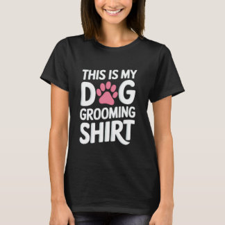 Professional Dog Grooming Gear with Paw Print Desi T-Shirt